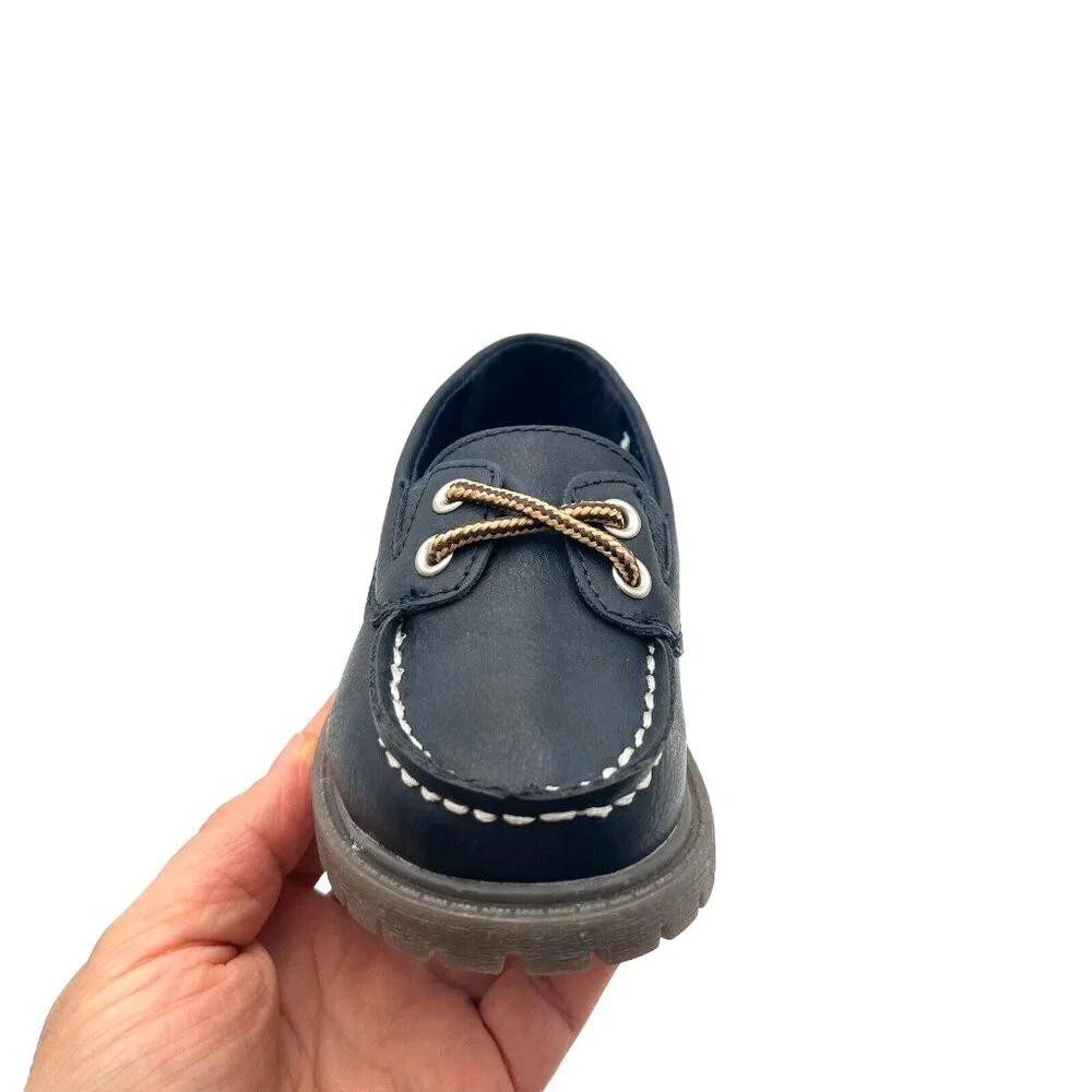 Carters Toddler Boy's Boat-Dress Shoes Size 8‎ Navy Blue Slip on Casual & Comfy